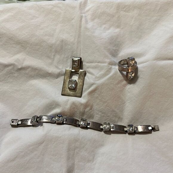 Sterling Silver 950 Jewelry Set Mexico - Picture 1 of 14